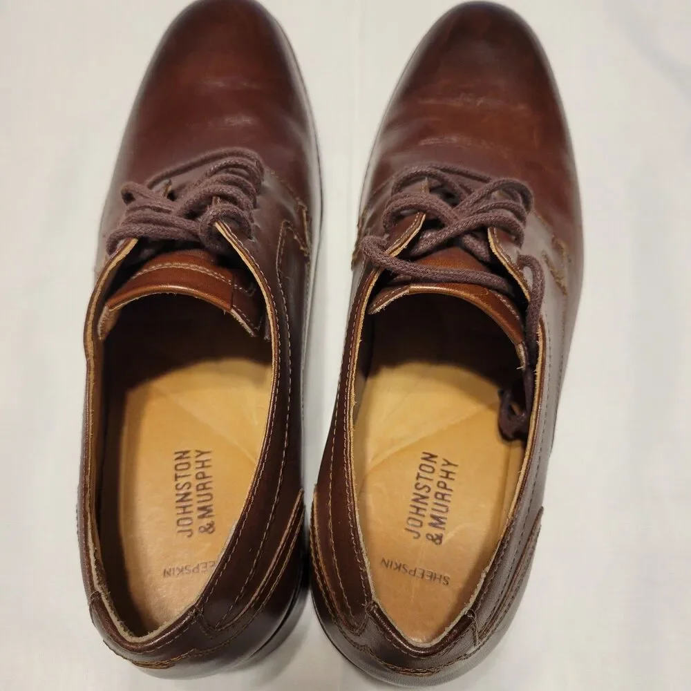Johnston & Murphy Garner Brown Leather Oxford Lace Up Dress Shoes Size 8 M